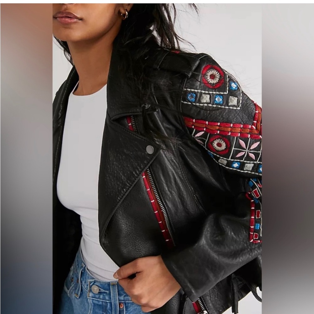 Free People Mari Leather Moto Jacket